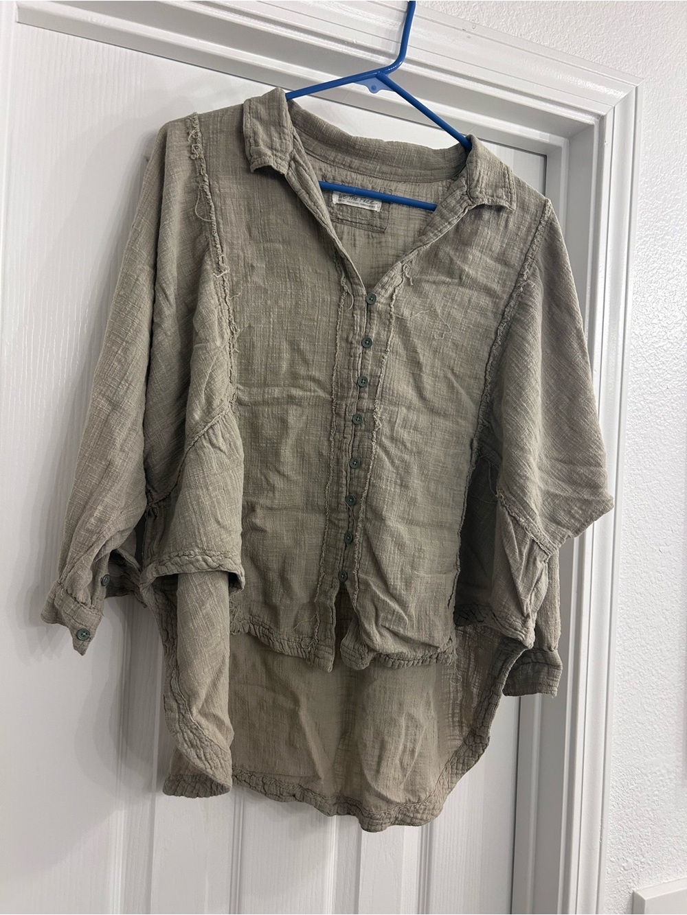 We The Free Button-Front Casual Shirt in Olive Green
